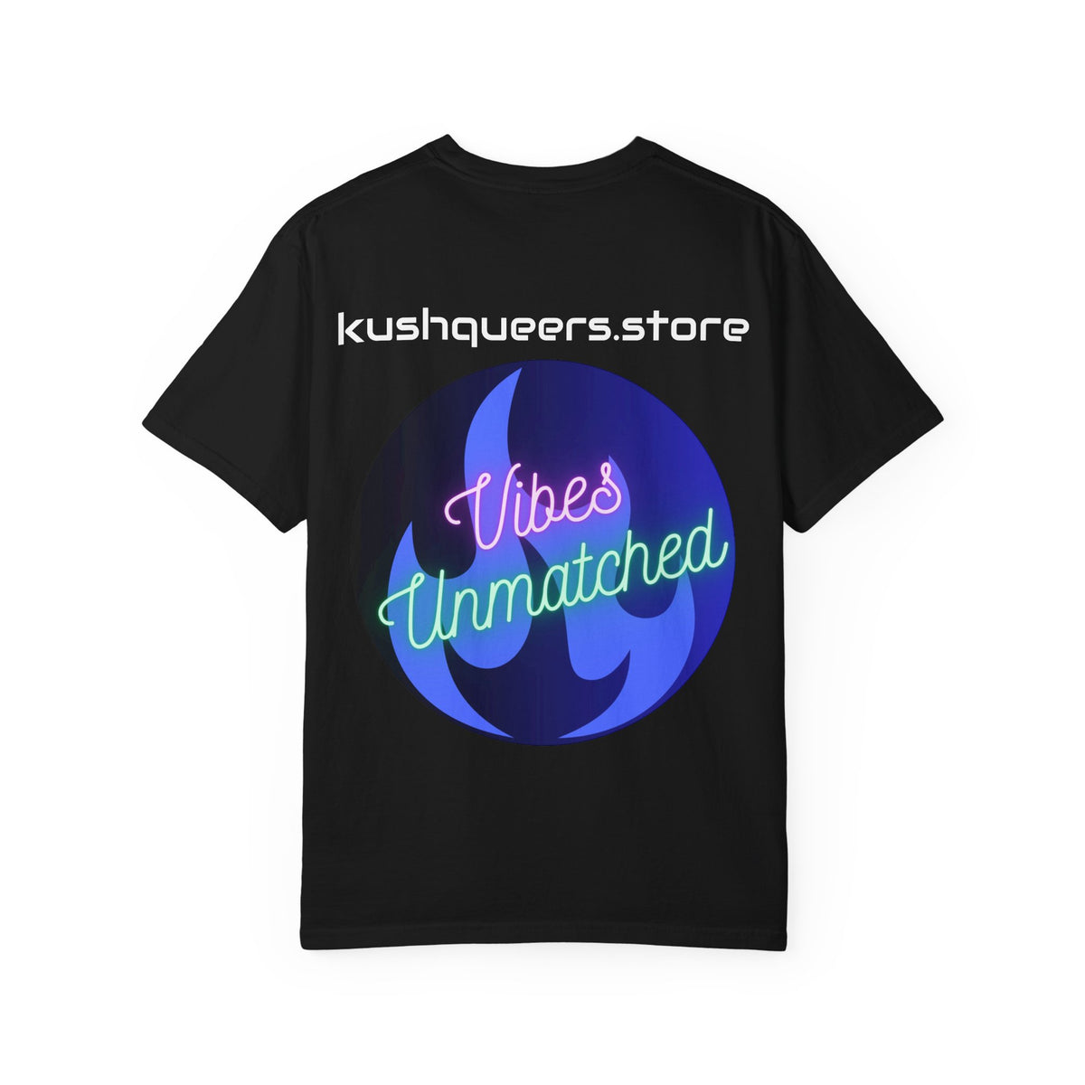 Kush Queers Rainbow Leaf T-Shirt — “Vibes Unmatched” Graphic Tee